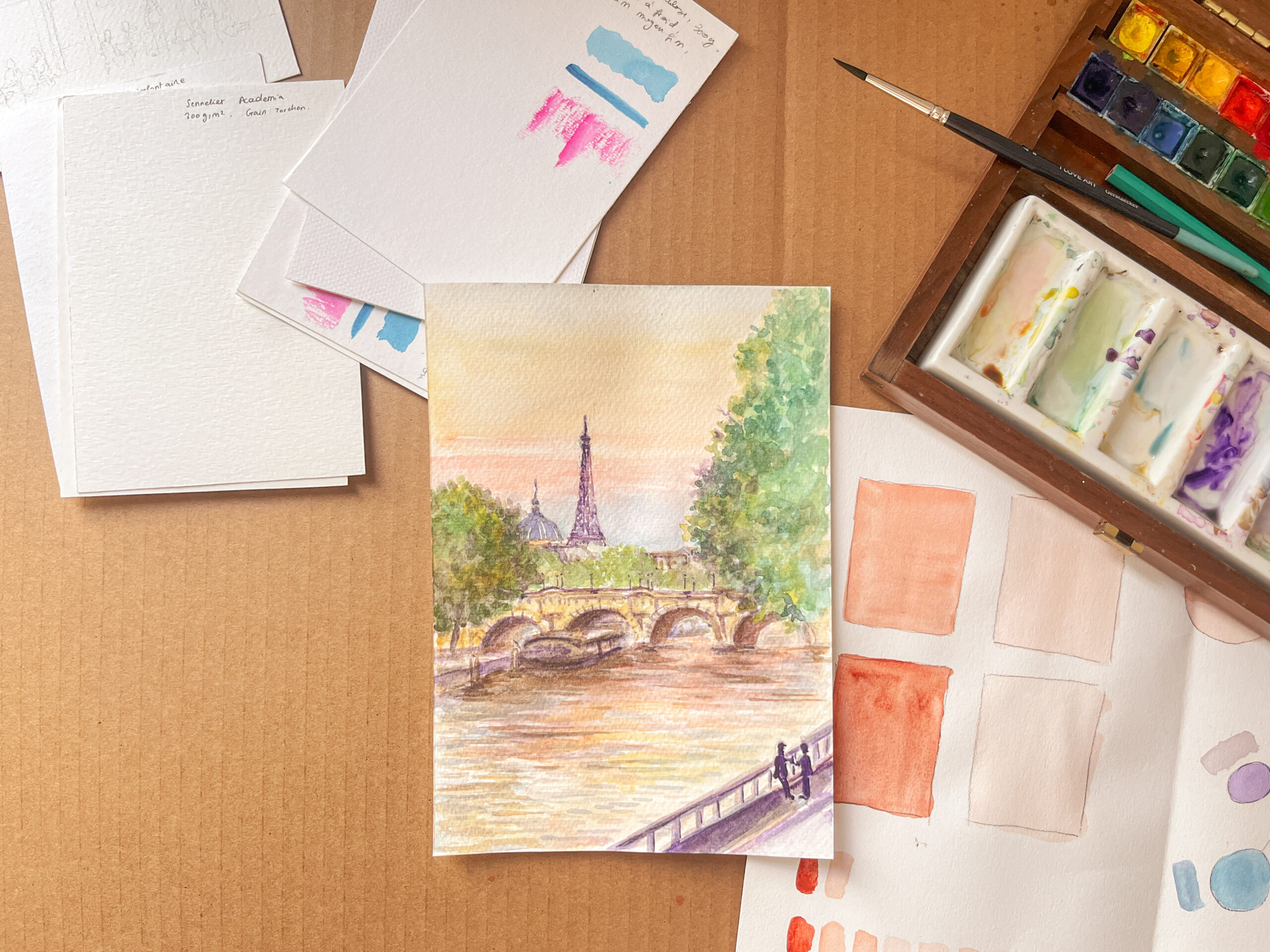 Atelier Live en visio | Aquarelle | Paris au coucher de soleil